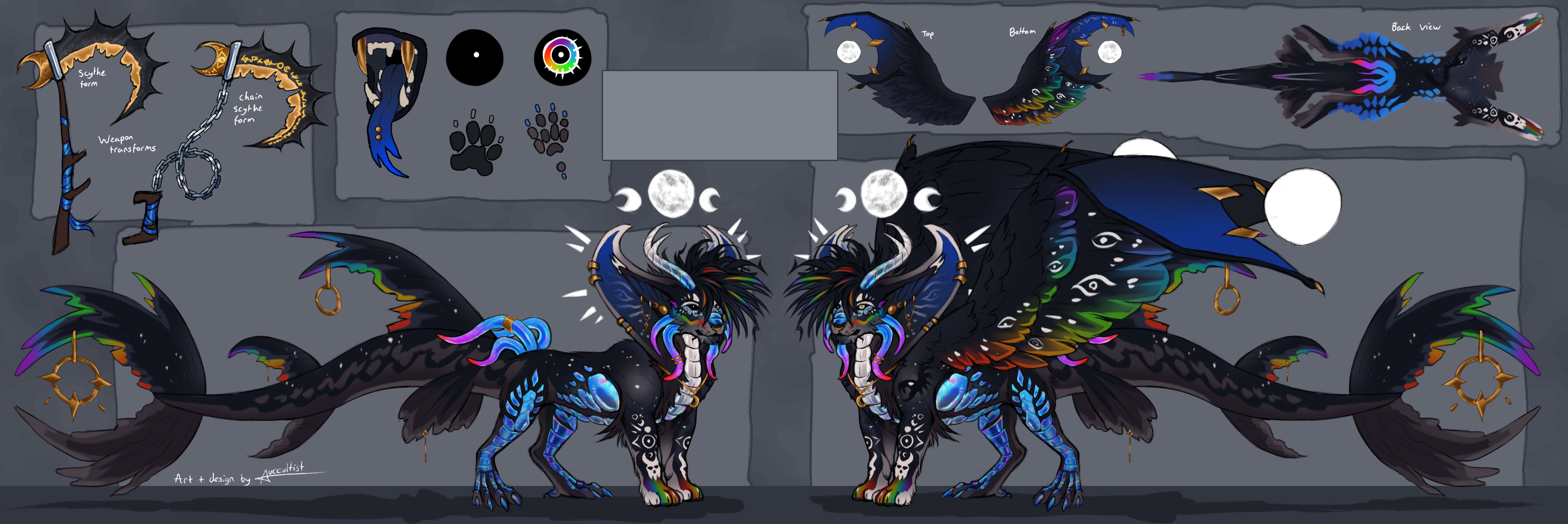 added weapon design, back doodle, wings