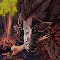 animated pixel icon with static complex background